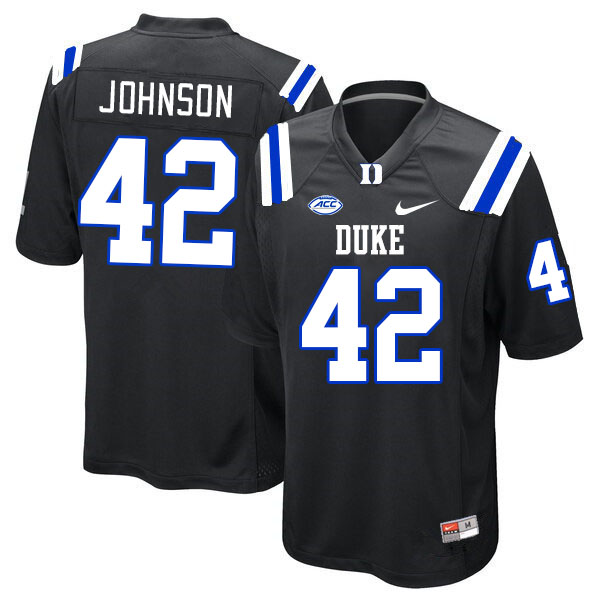 Men #42 Kendall Johnson Duke Blue Devils College Football Jerseys Stitched-Black